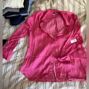 Women's Pink Button-Up Blouse